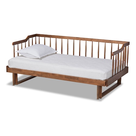 Baxton Studio Muriel Walnut Wood Expandable Twin Size to King Size Spindle Daybed 167-10739
